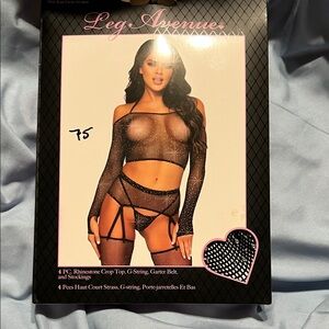Leg Avenue Black Rhinestone Lingerie Ensemble